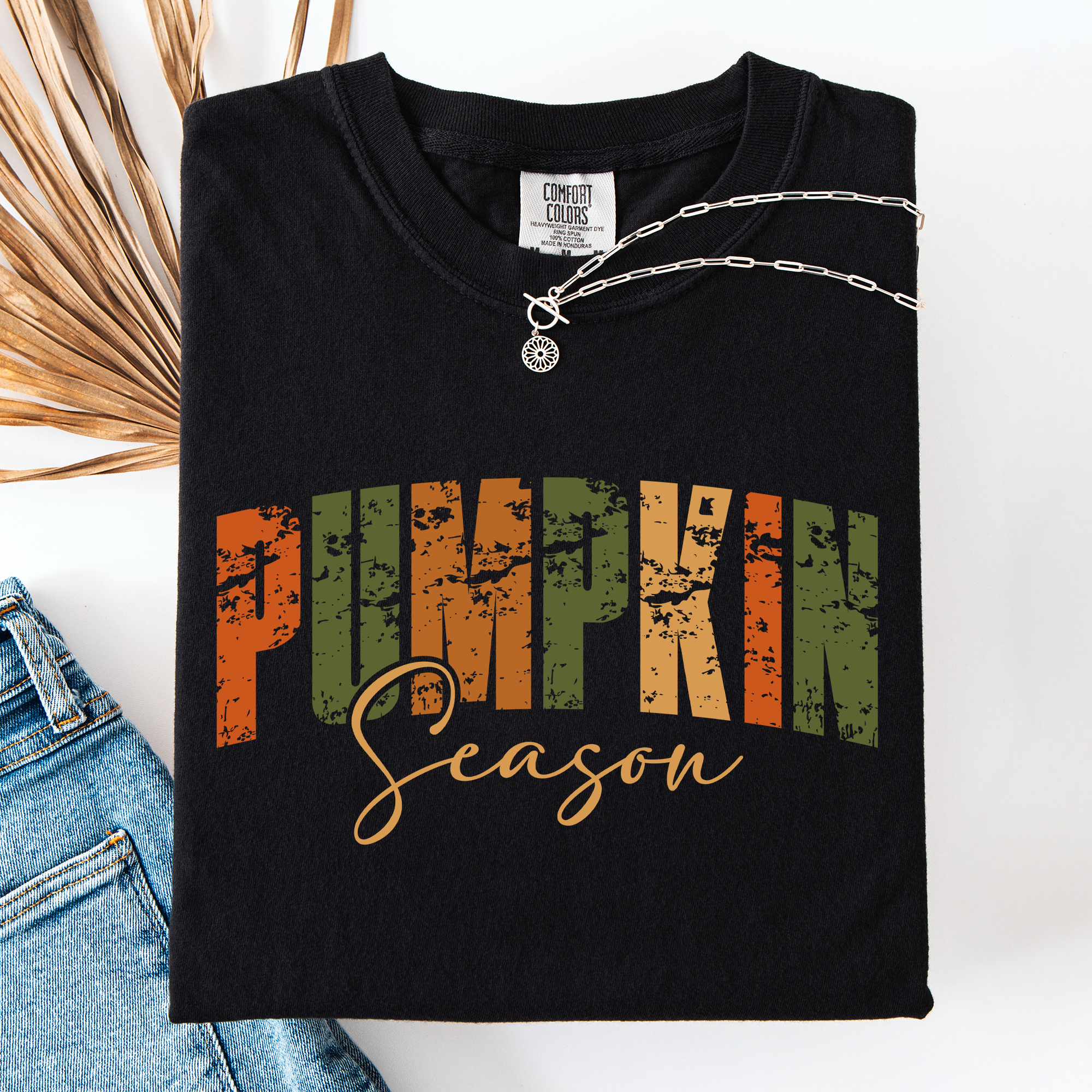Pumpkin Season Leopard Print Pumpkins With Watercolor Bouquet Autumn Comfort Colors Tee