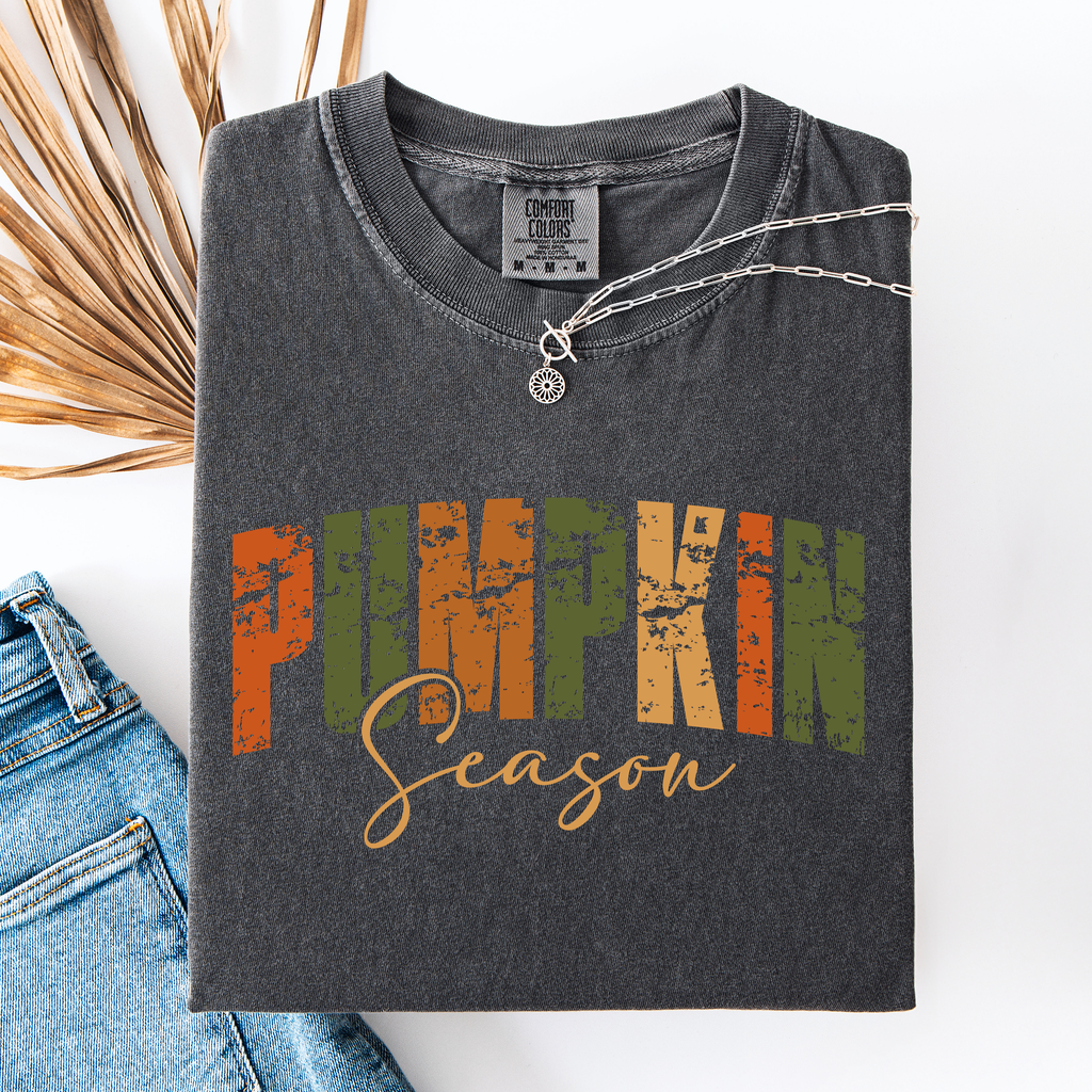 Pumpkin Season Leopard Print Pumpkins With Watercolor Bouquet Autumn Comfort Colors Tee