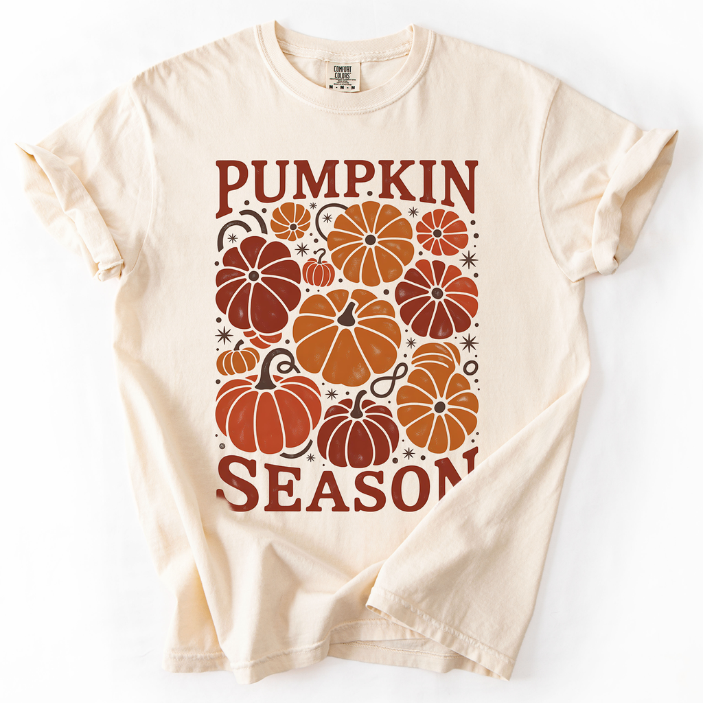Pumpkin Queen Watercolor Leopard Pumpkins and Hand Painted Bouquet Autumn Harvest Comfort Colors Tee