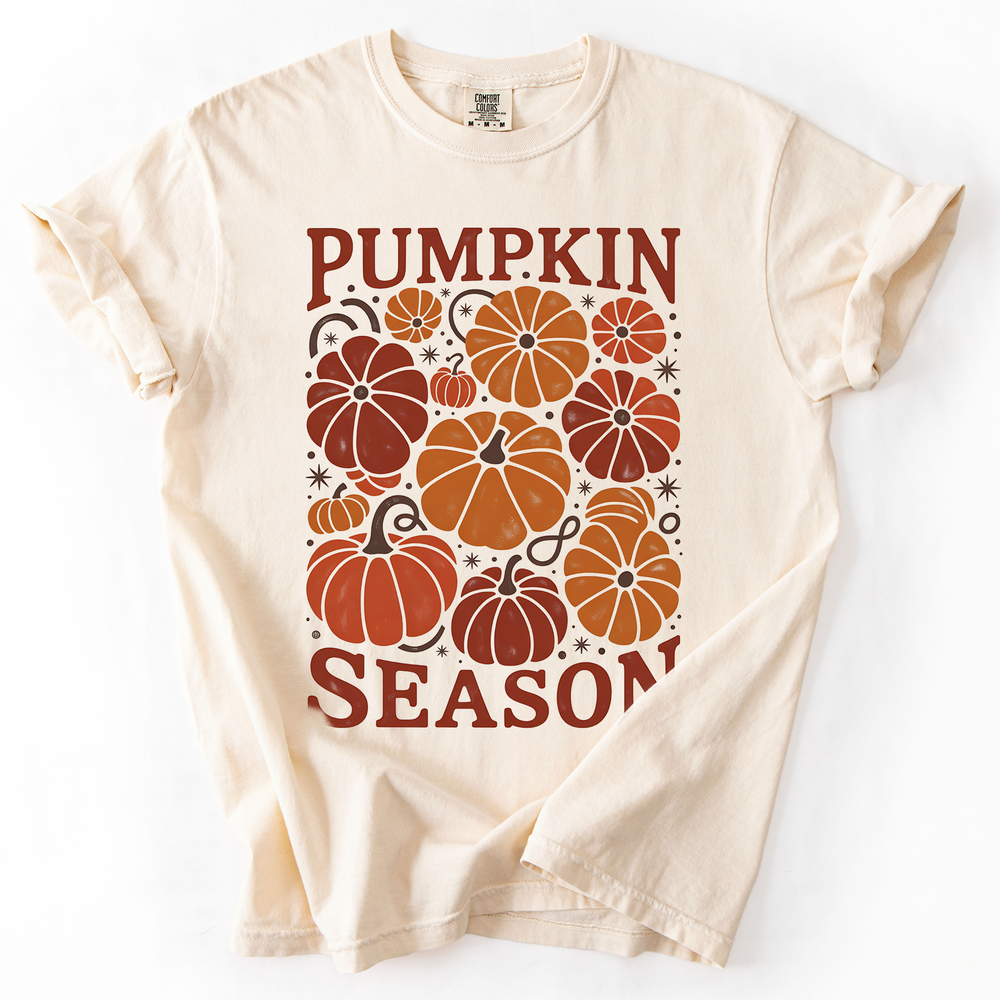 Pumpkin Queen Watercolor Leopard Pumpkins and Hand Painted Bouquet Autumn Harvest Comfort Colors Tee