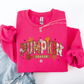 Pumpkin Season, Stars and Leaves Autumn Floral Pattern Cozy Weekend Wear Sweatshirt