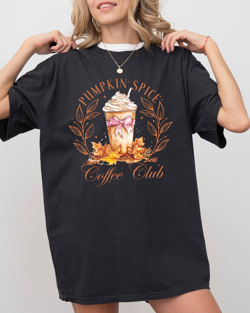 Pumpkin Spice Coffee Club Latte Girly Coquette Autumn Fall Cozy Moonlit Morning Edition Comfort Colors Tee
