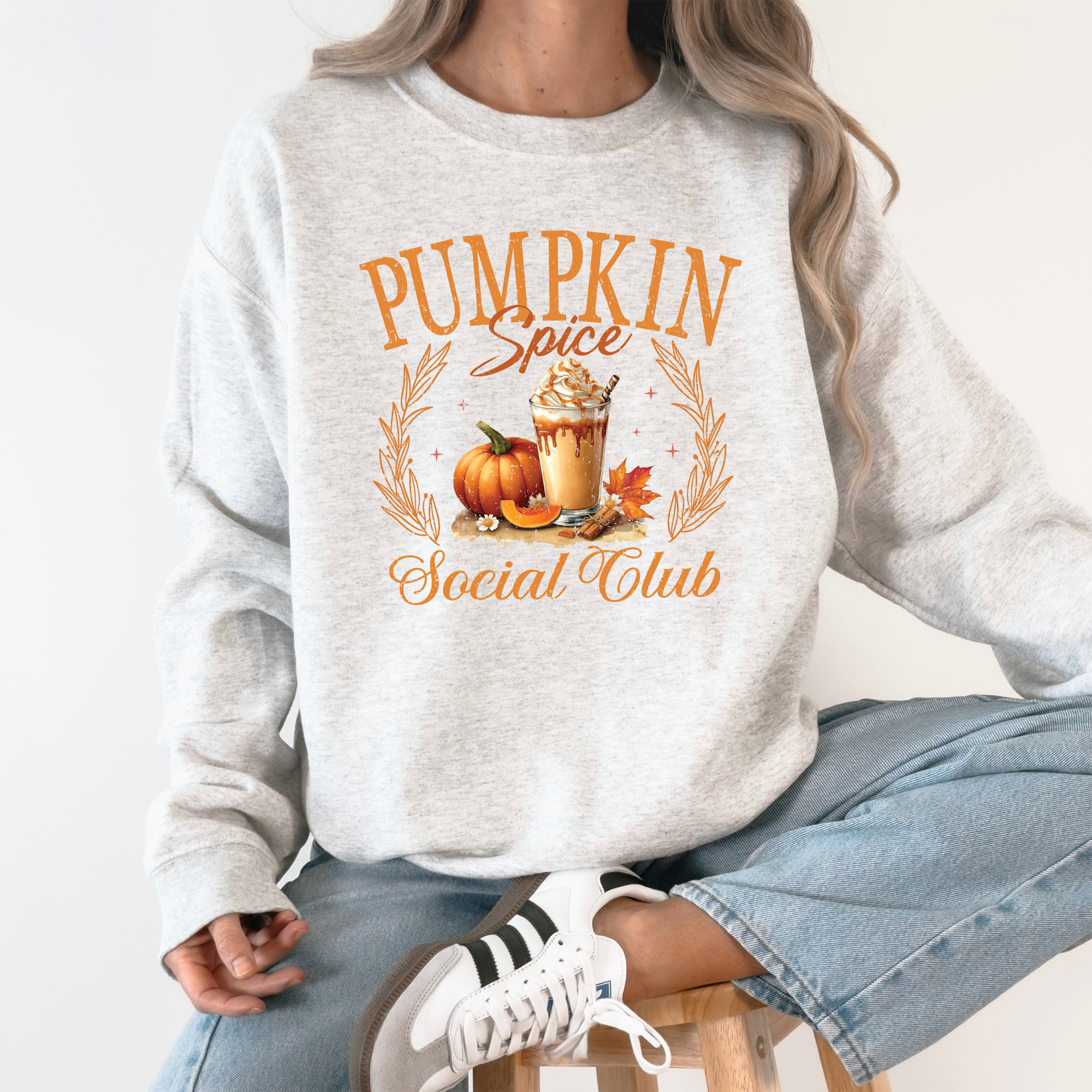 Pumpkin Spice Social Club Autumn Floral Sunflower Edition Cozy Warm Seasonal Vibes Autumn Harvest Celebration Sweatshirt