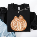 Pumpkin Faux Lace Coquette Pattern Cozy Autumn Inspired Premium Soft Cotton Blend Layering Sweatshirt