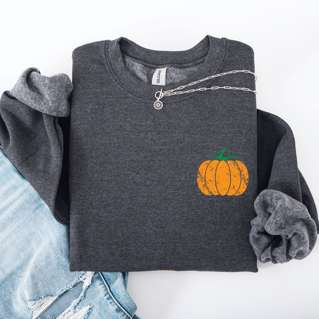 Pumpkin Halloween Fall Autumn Pocket Cozy Floral Sunflower Autumnal Design Sweatshirt