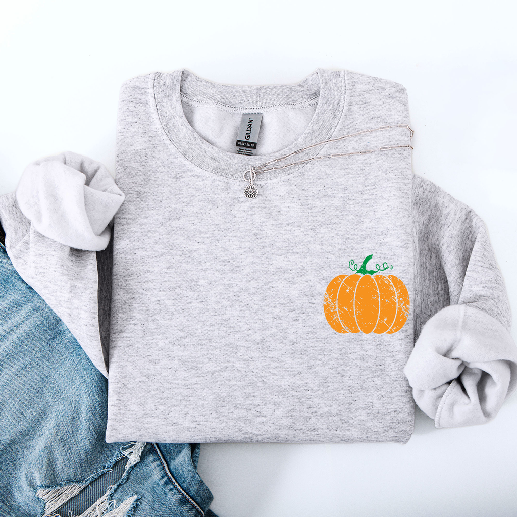 Pumpkin Halloween Fall Autumn Pocket Cozy Floral Sunflower Autumnal Design Sweatshirt