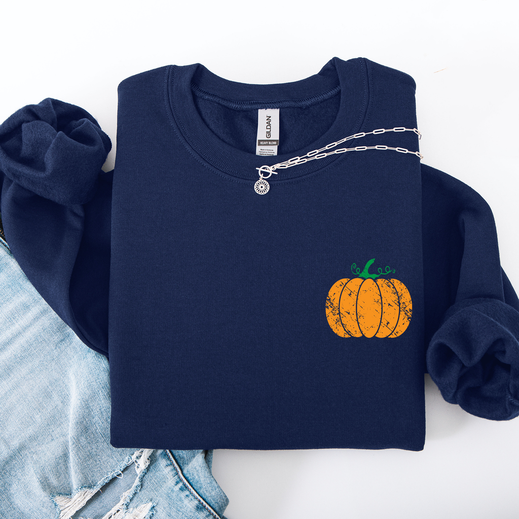 Pumpkin Halloween Fall Autumn Pocket Cozy Floral Sunflower Autumnal Design Sweatshirt