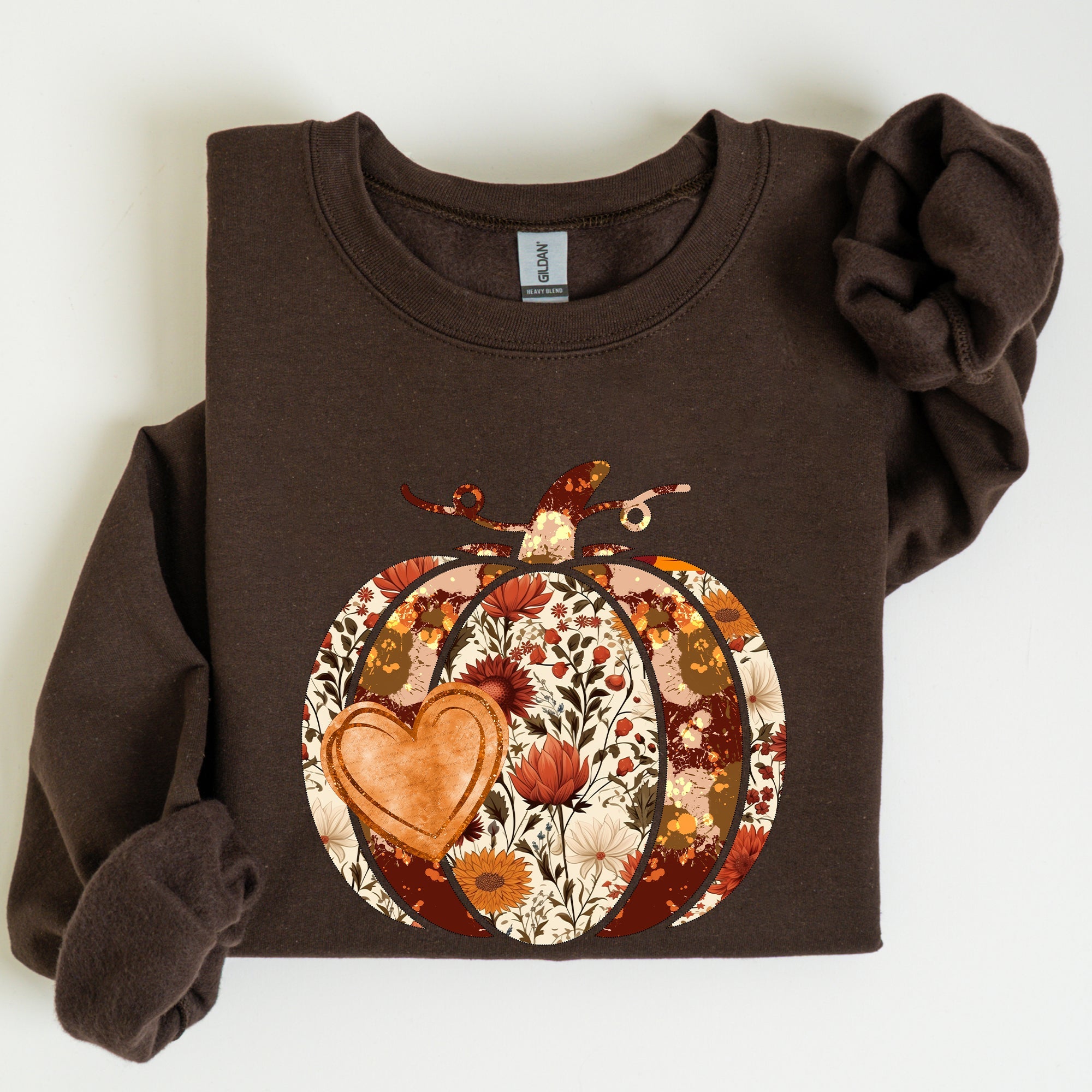 Pumpkin Heart Love Thanksgiving Fall Autumn Halloween Floral Flower Seasonal Sweatshirt