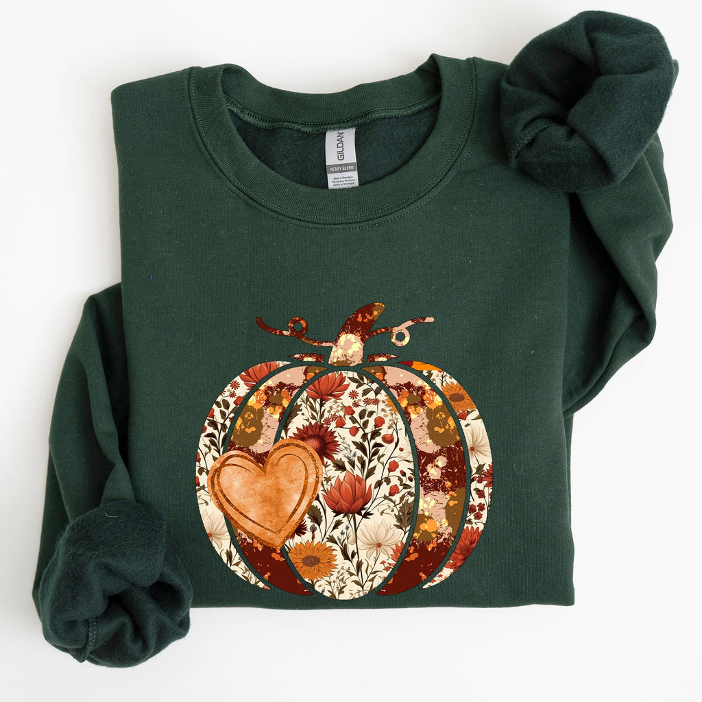 Pumpkin Heart Love Thanksgiving Fall Autumn Halloween Floral Flower Seasonal Sweatshirt
