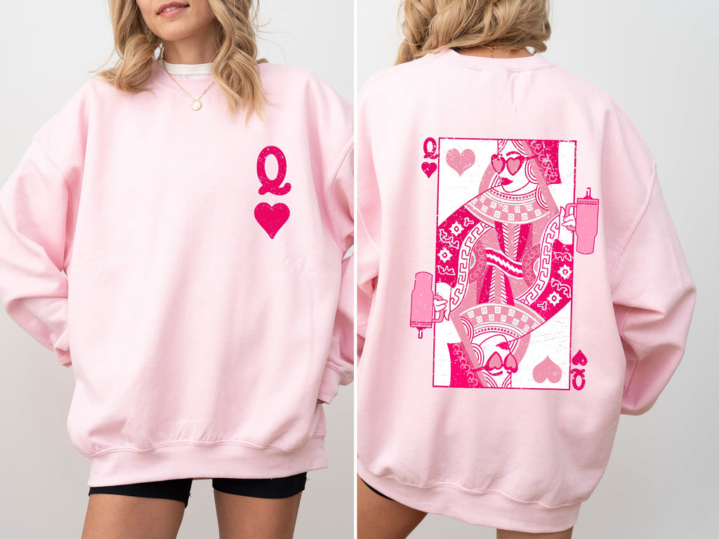 Queen of Hearts Cards and Games Valentine's Day Themed Vintage Cozy Design Sweatshirt