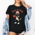 Raccoon Trick Or Treat Halloween Spooky Cute Playful Night Time Creature Graphic Tee