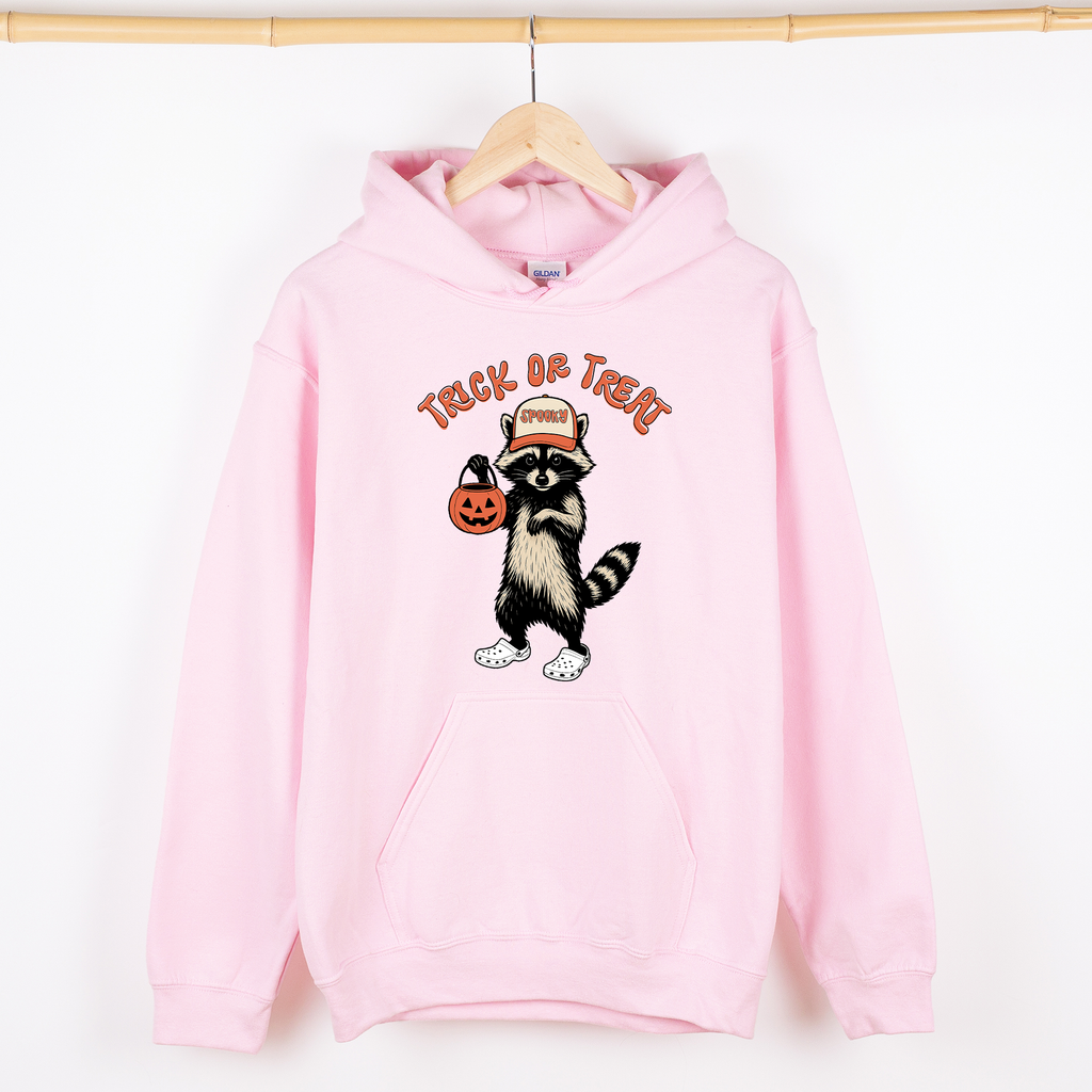 Raccoon Trick Or Treat Halloween Mischief Spooky Costume Night Meme Vintage Print Graphic Hoodie