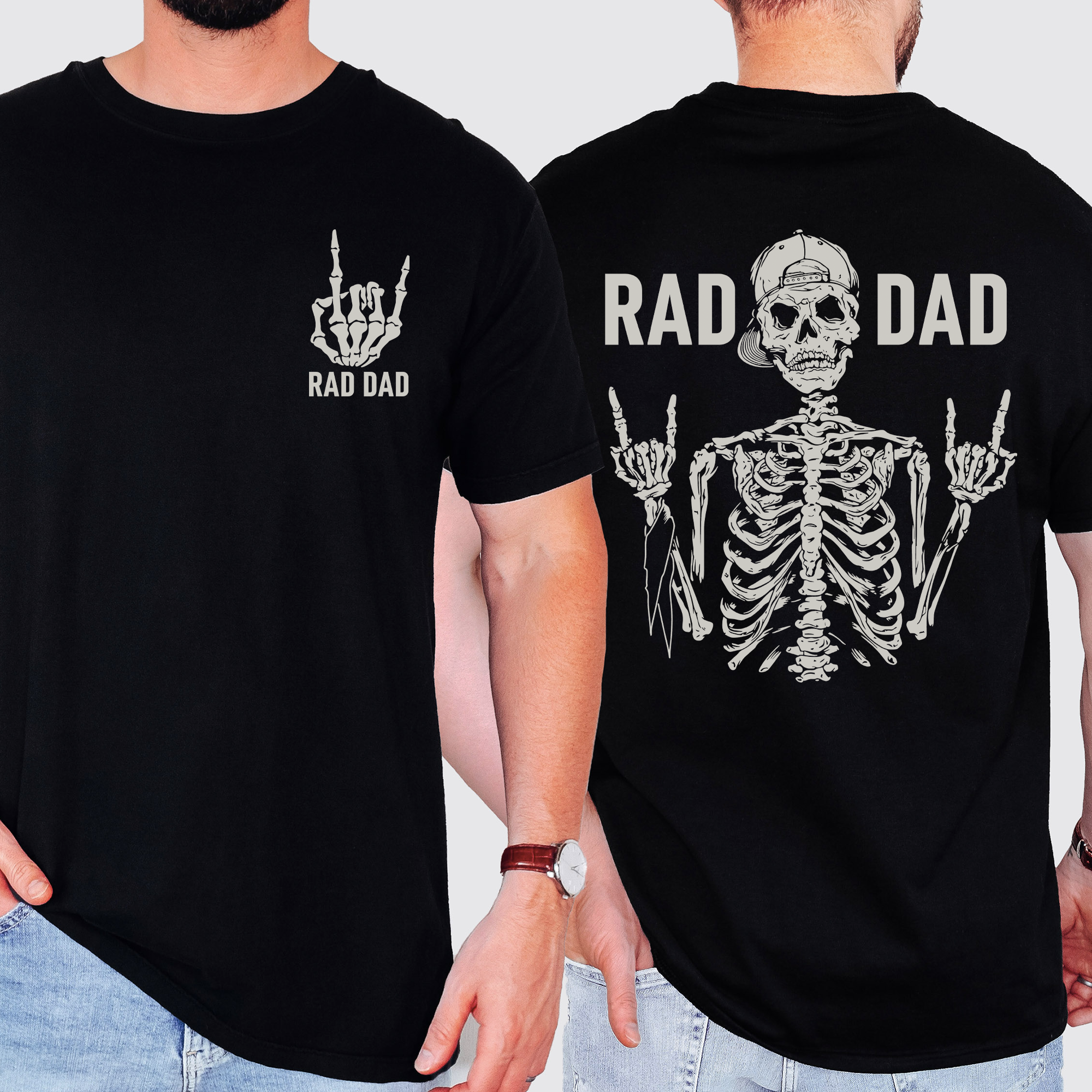 Rad Dad Skeleton Father's Day Edition Bold Skeleton Art For Dads Husbands And Brothers Comfort Colors Tee