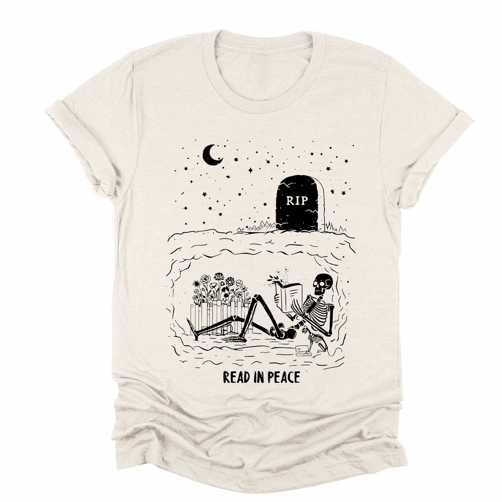 Read In Peace Skeleton RIP Halloween BookTok Library Bookish Edition Graphic Tee