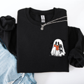 Reading Ghost Cat Funny Halloween Book Library Spooky Cozy Night Pocket Sweatshirt