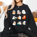 Reading Ghosts Halloween Library Books Cozy Night In Vintage Deluxe Graphic Sweatshirt