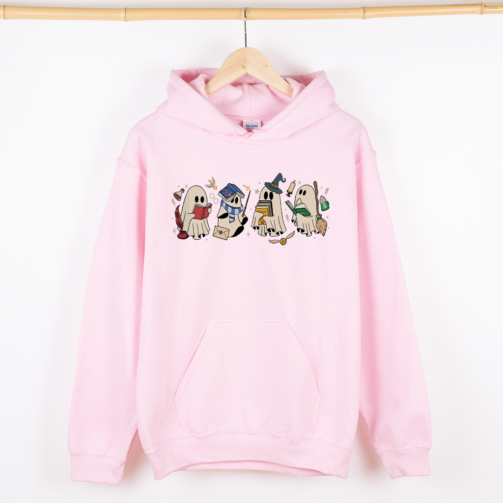 Reading Ghosts, Witches, Wizards of the Haunted Library at Midnight, Cozy Seasonal Favorite Graphic Hoodie