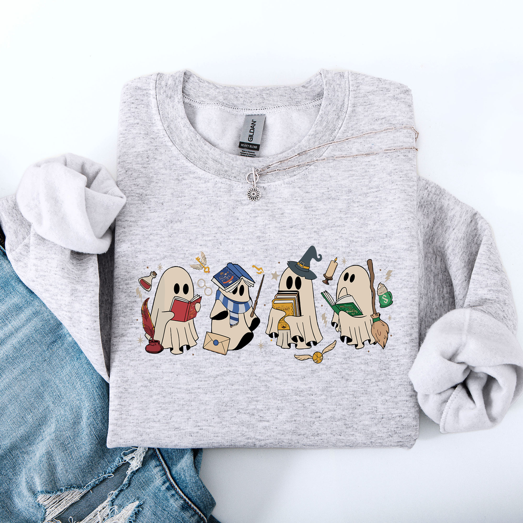 Reading Ghosts, Witches, Wizards, Halloween Graphic Sweatshirt