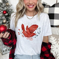 Red Bird Folk Art Scandinavian Winter Christmas Patterned Illustration Graphic Tee