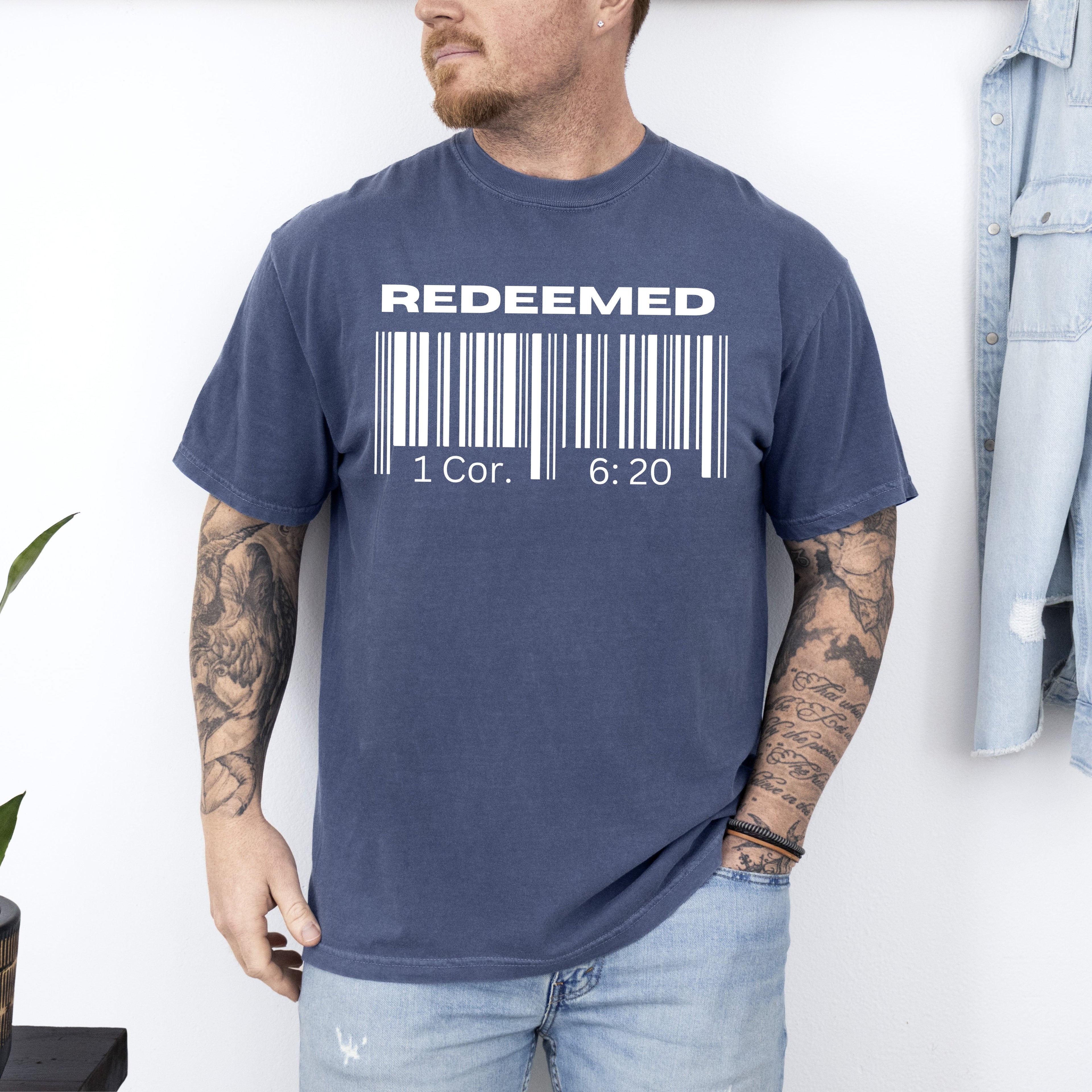 Redeemed Faith In Jesus Gospel Christian Worship Religious Message Comfort Colors Tee