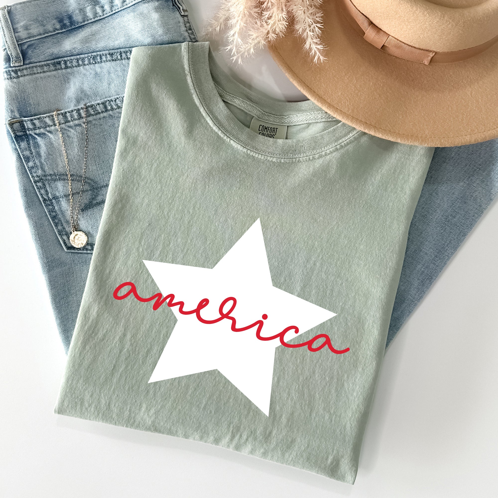 Retro America Star Comfort Colors Tee