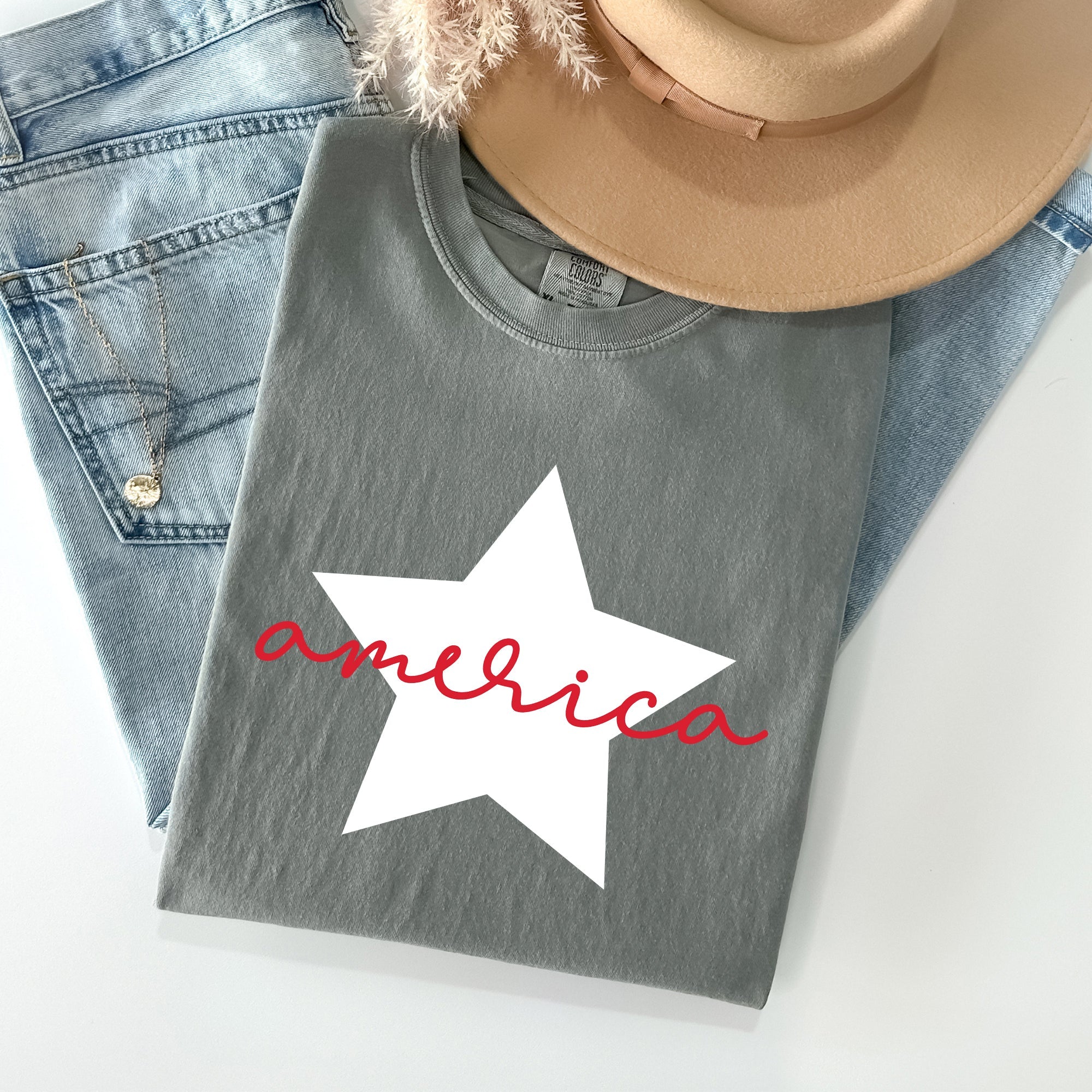 Retro America Star Comfort Colors Tee