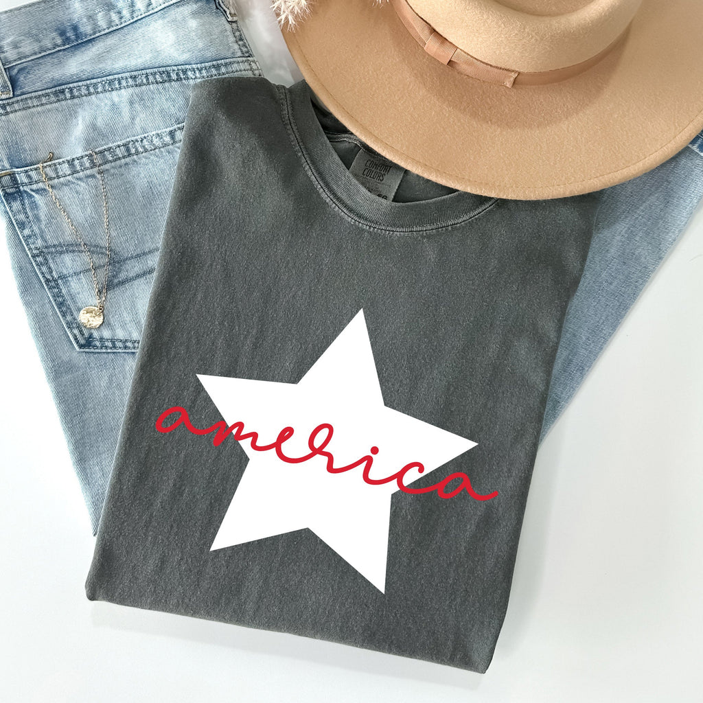 Retro America Star Comfort Colors Tee