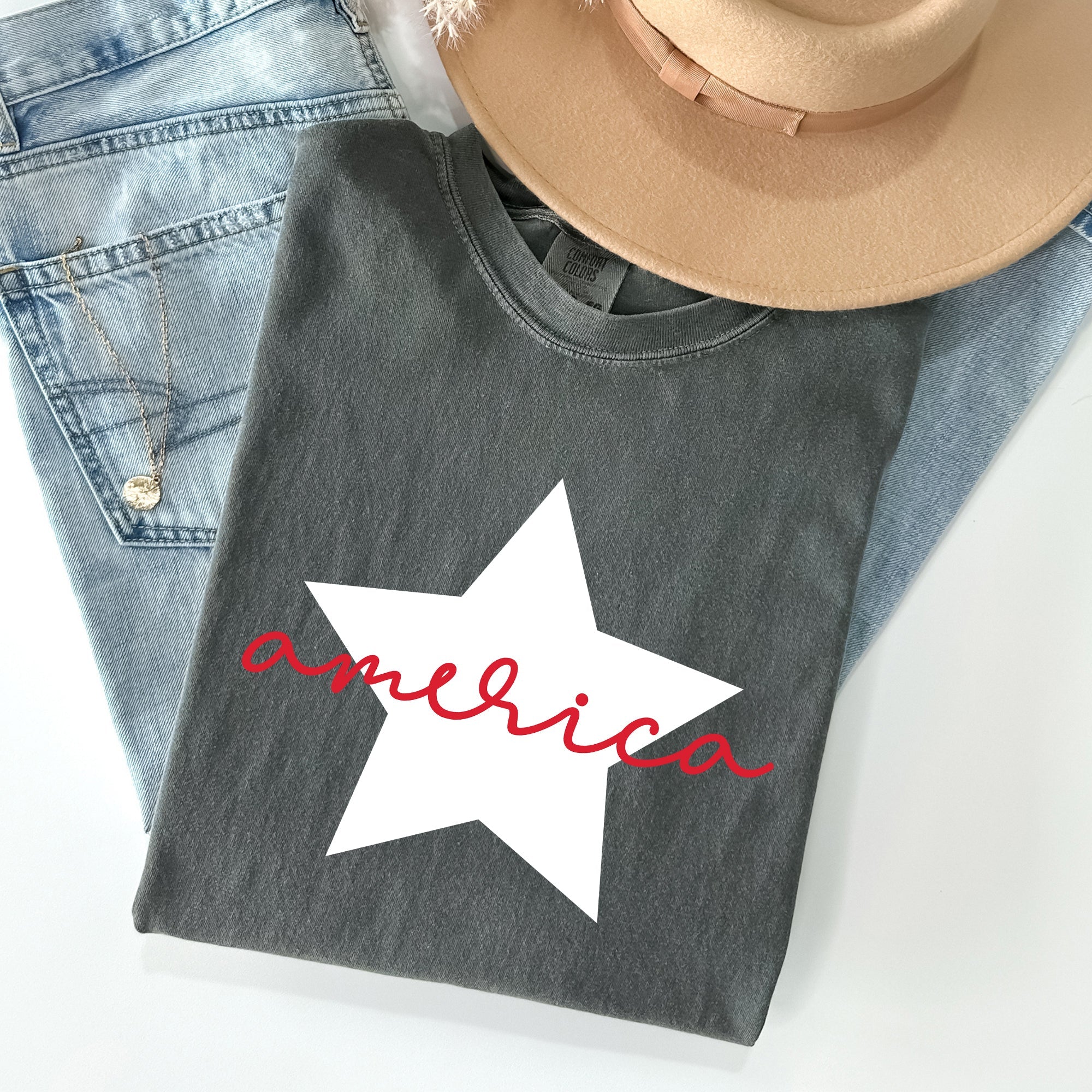 Retro America Star Comfort Colors Tee