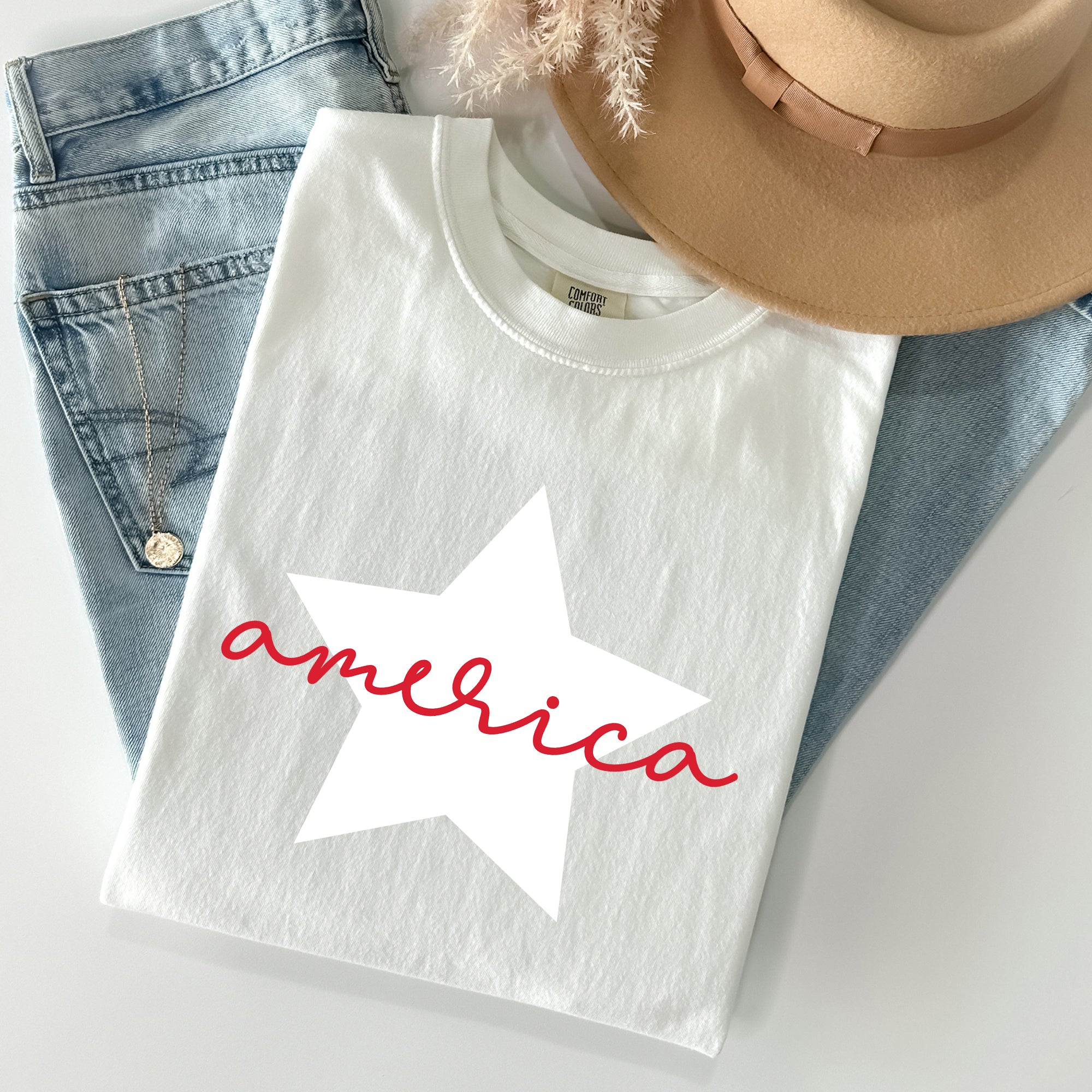 Retro America Star Comfort Colors Tee