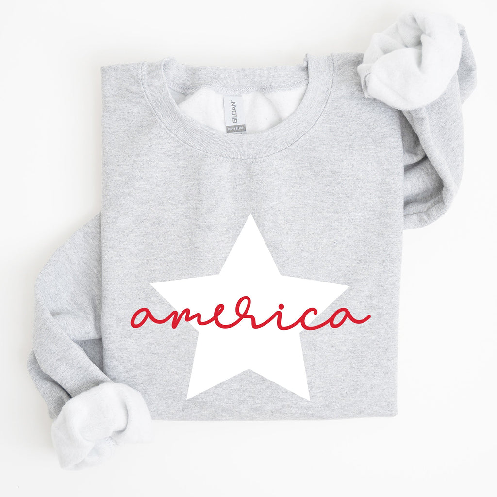 Retro America Star Red White Blue 4th Of July Patriotic Flag Design Graphic Sweatshirt