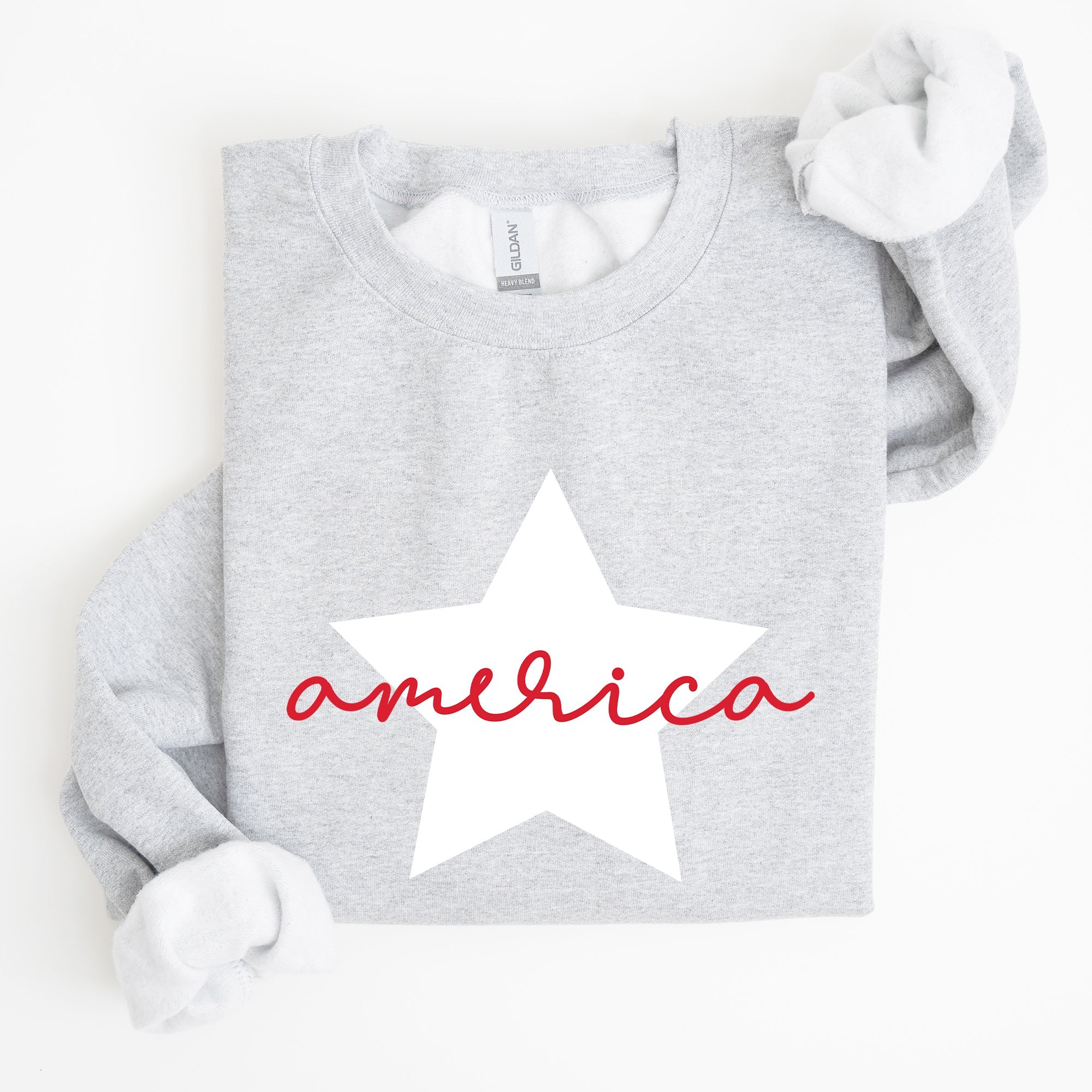 Retro America Star Red White Blue 4th Of July Patriotic Flag Design Graphic Sweatshirt