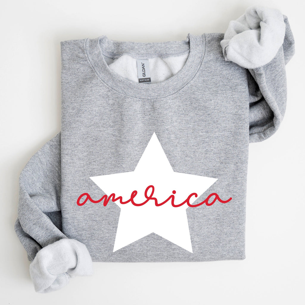 Retro America Star Red White Blue 4th Of July Patriotic Flag Design Graphic Sweatshirt