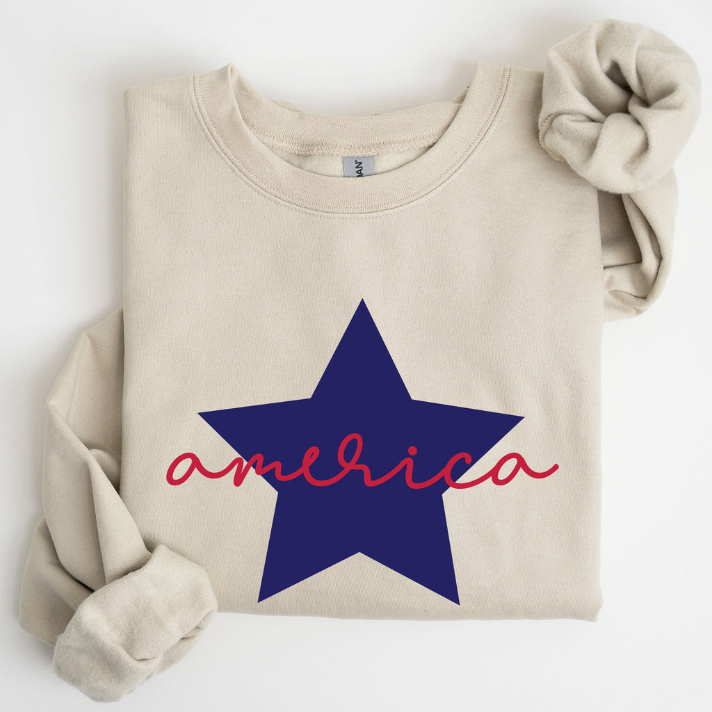 Retro America Star Emblem Inspired By The American Flag Red White Blue Fourth Of July Heritage And Freedom Sweatshirt