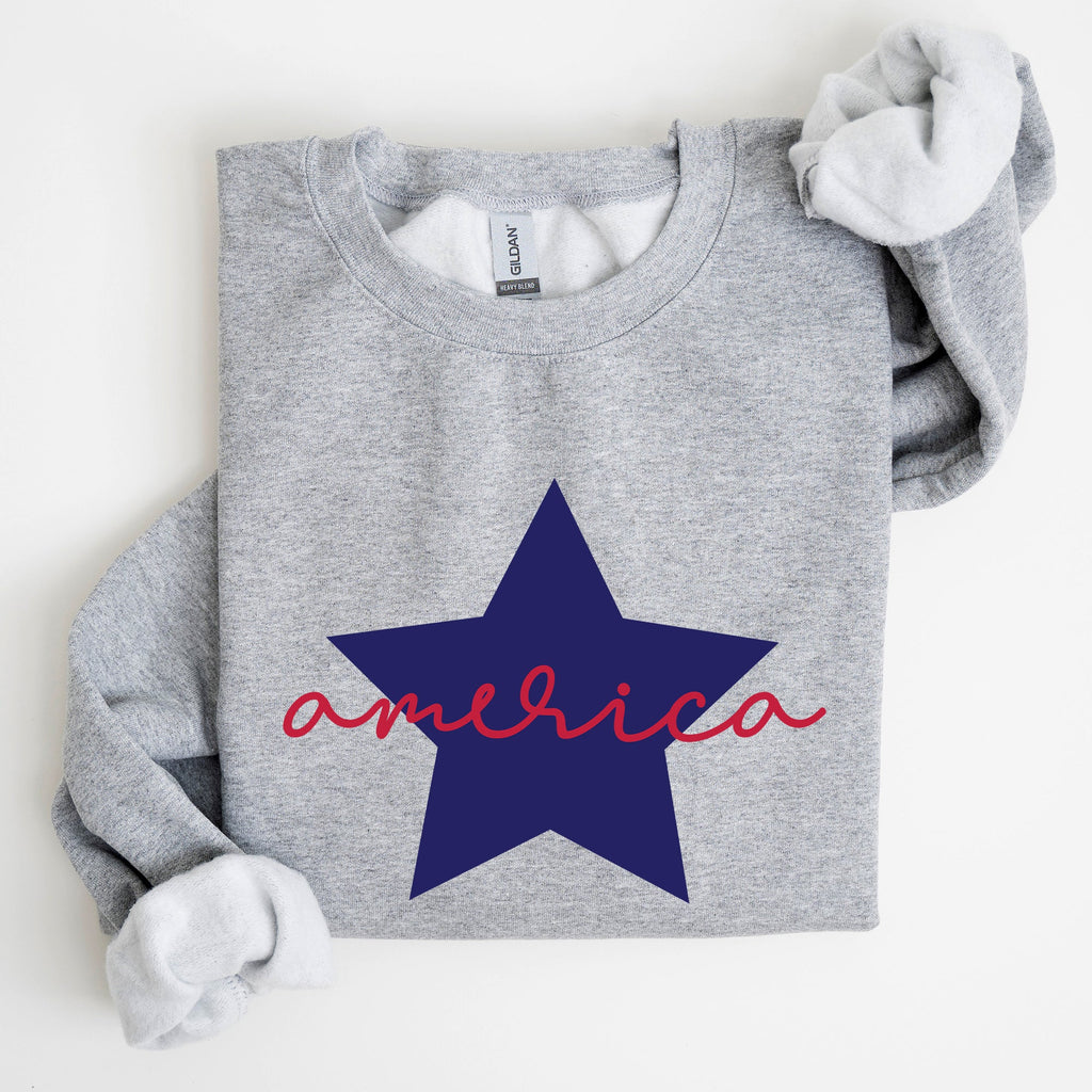 Retro America Star Emblem Inspired By The American Flag Red White Blue Fourth Of July Heritage And Freedom Sweatshirt