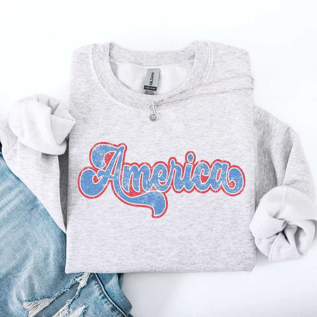 Retro America Grunge Vintage Patriotic USA 4th Of July Americana Style Sweatshirt