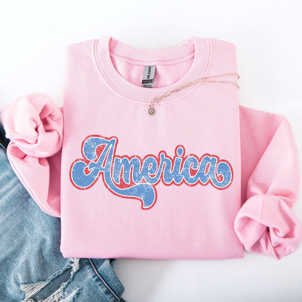 Retro America Grunge Vintage Patriotic USA 4th Of July Americana Style Sweatshirt