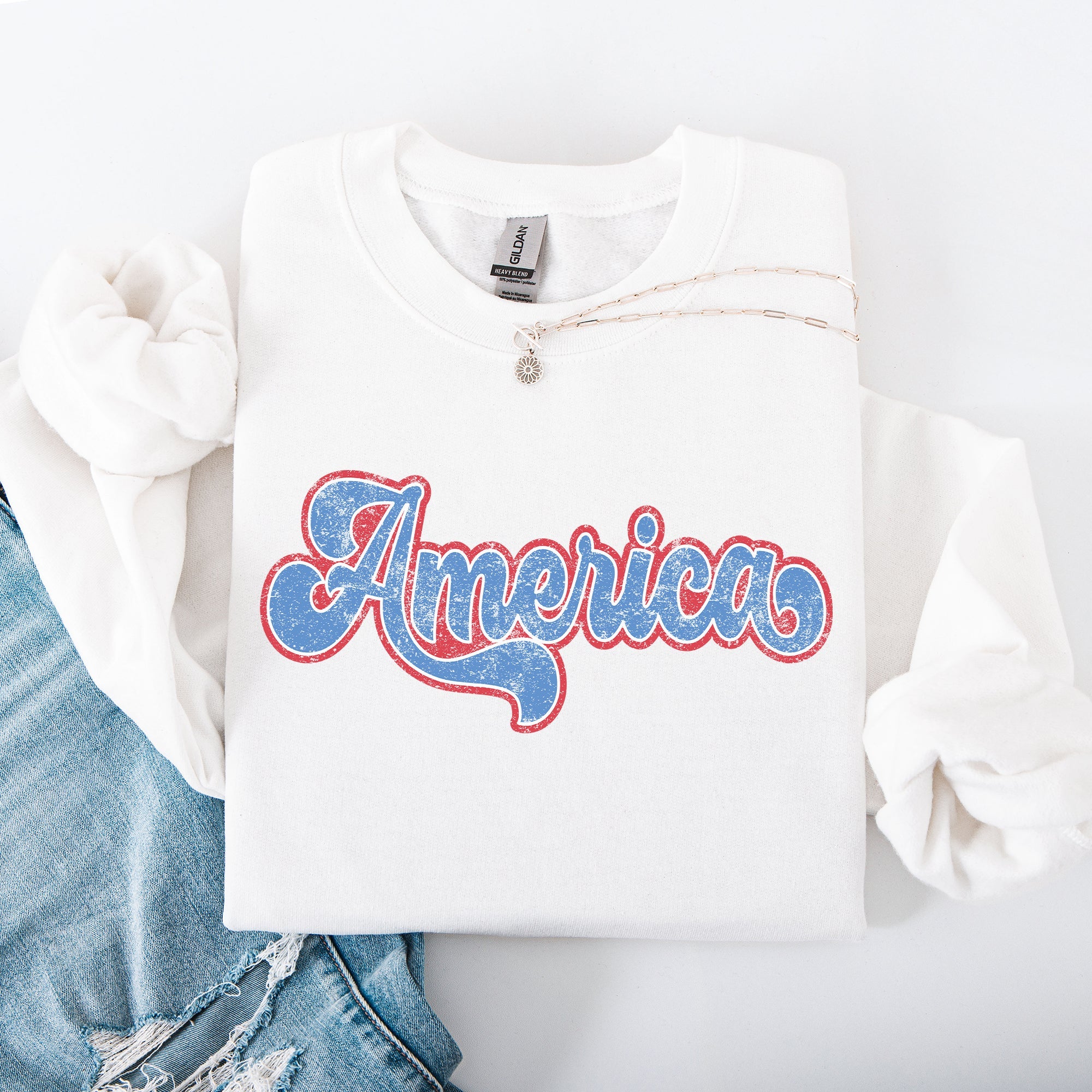 Retro America Grunge Vintage Patriotic USA 4th Of July Americana Style Sweatshirt