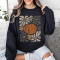 Retro Autumn Floral Pocket With Sunflowers Pumpkins Leaves And Seasonal Cozy Charm Sweatshirt