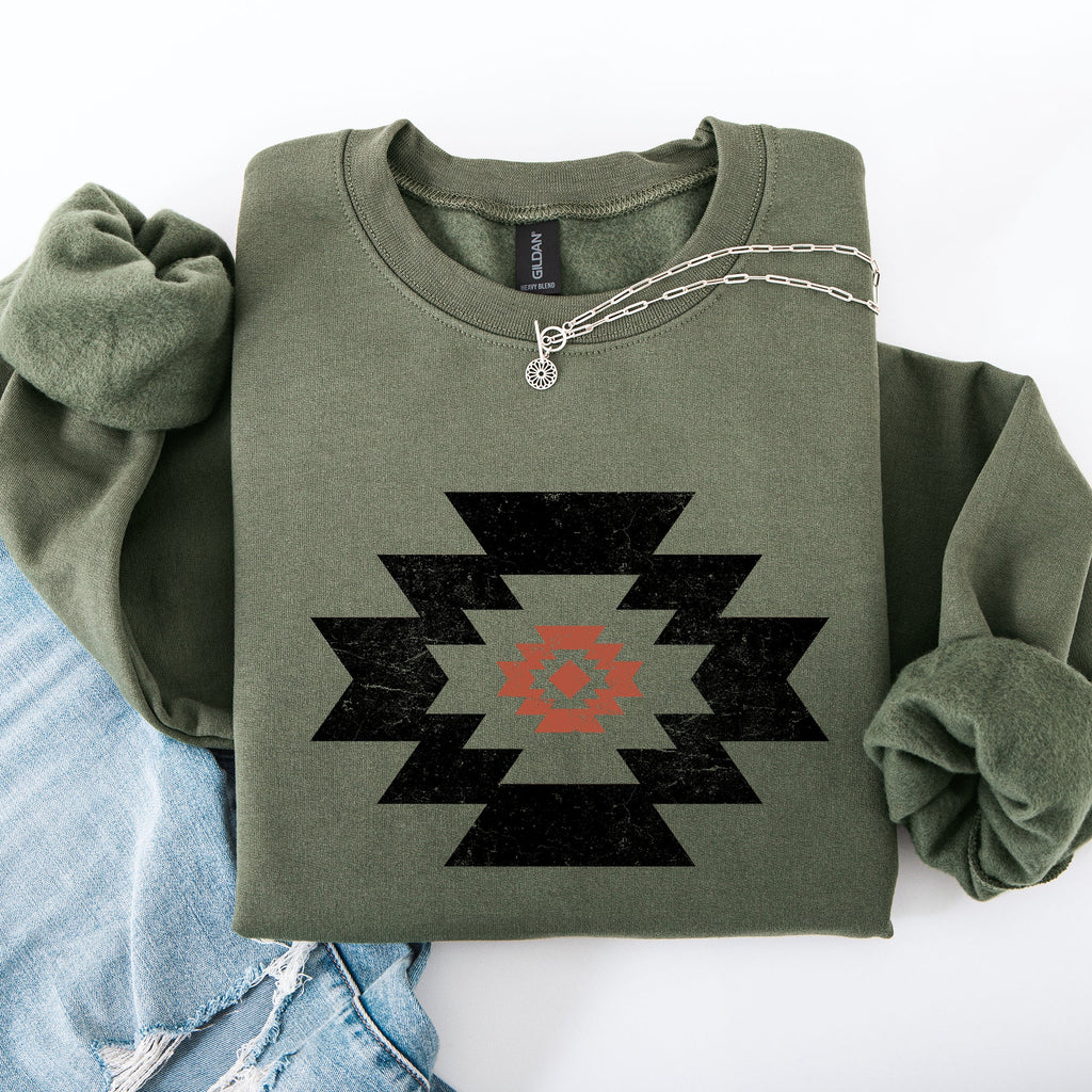 Retro Aztec Western Country Cowboy Desert Scene Inspired Outfit For Adventurous Spirits Sweatshirt
