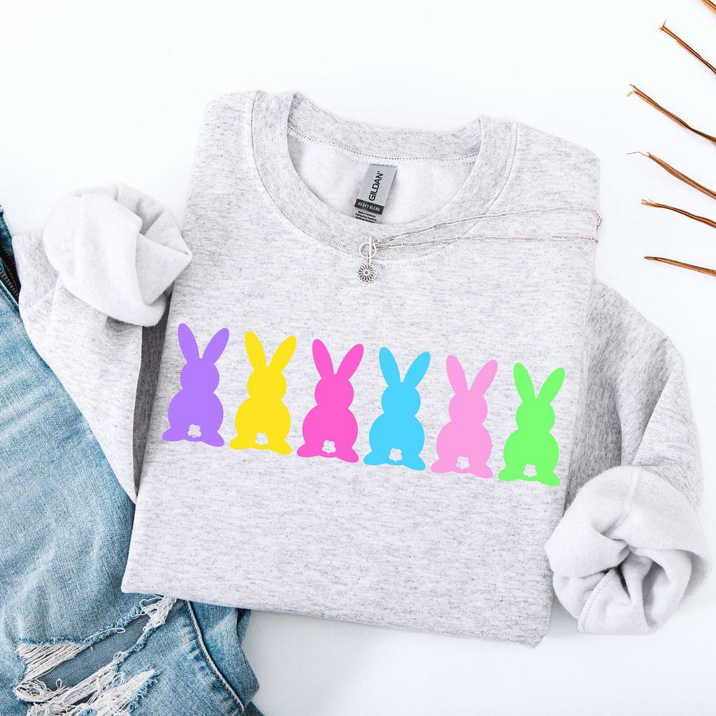 Retro Bunnies Colorful Pastel Easter Bunny Jesus Rabbit Holiday Graphic Sweatshirt