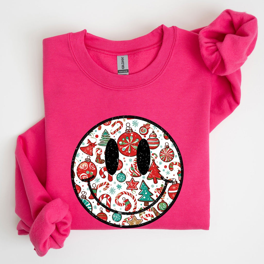 Retro Christmas Smiley Santa Xmas Winter Holiday Cheer Nostalgic Throwback Warmth Vintage Vibe Sweatshirt