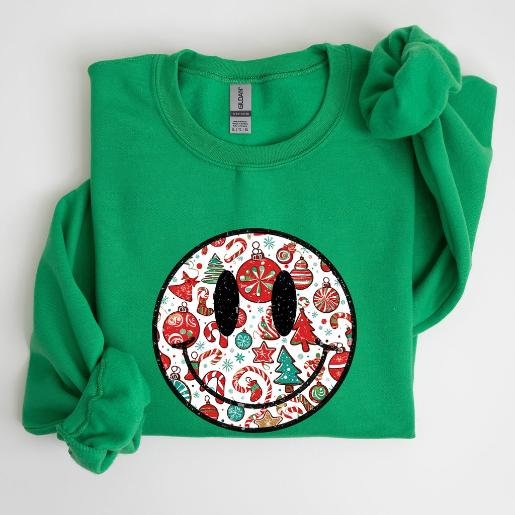 Retro Christmas Smiley Santa Xmas Winter Holiday Cheer Nostalgic Throwback Warmth Vintage Vibe Sweatshirt