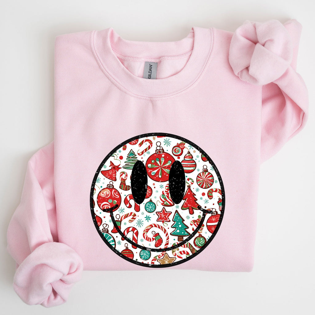 Retro Christmas Smiley Santa Xmas Winter Holiday Cheer Nostalgic Throwback Warmth Vintage Vibe Sweatshirt
