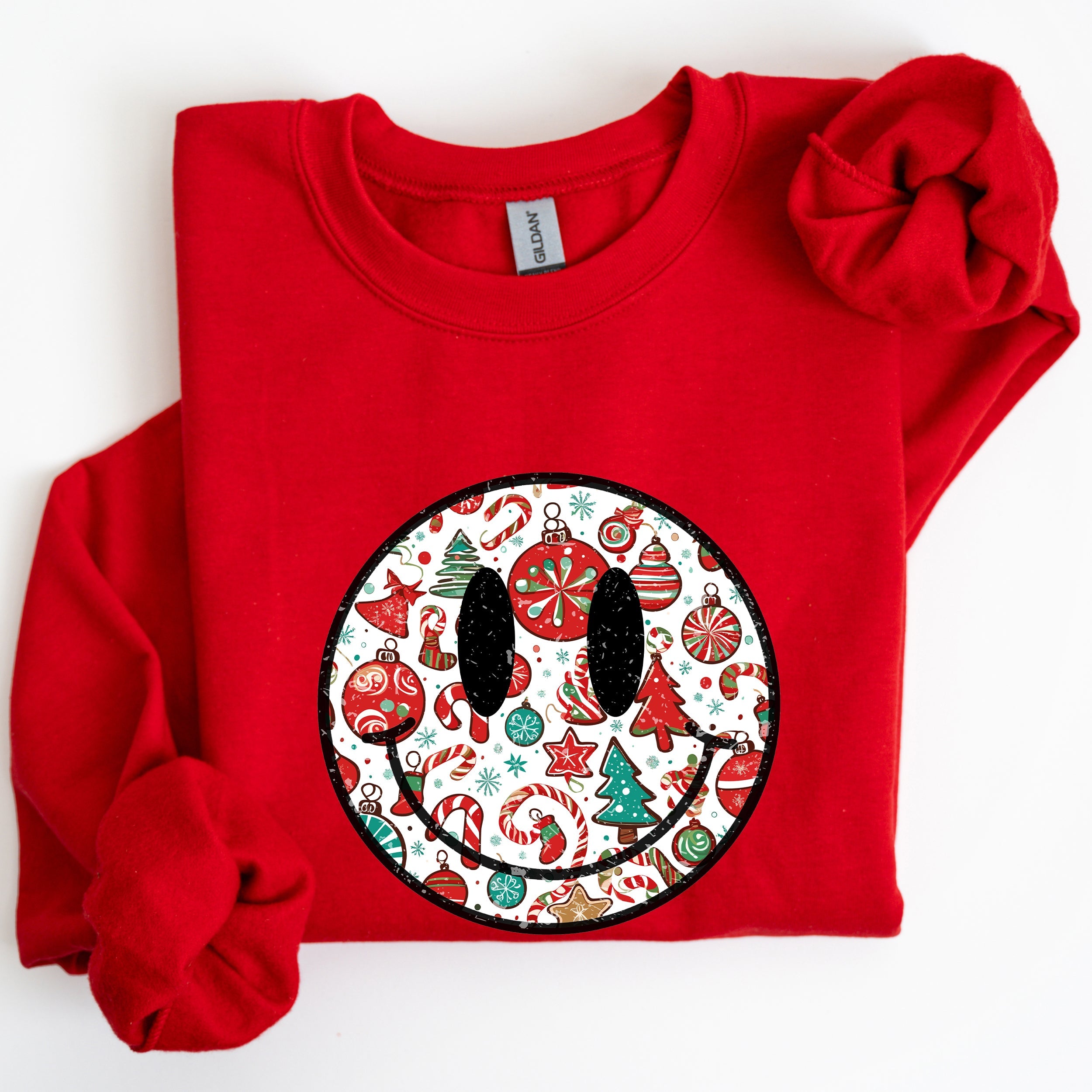 Retro Christmas Smiley Santa Xmas Winter Holiday Cheer Nostalgic Throwback Warmth Vintage Vibe Sweatshirt