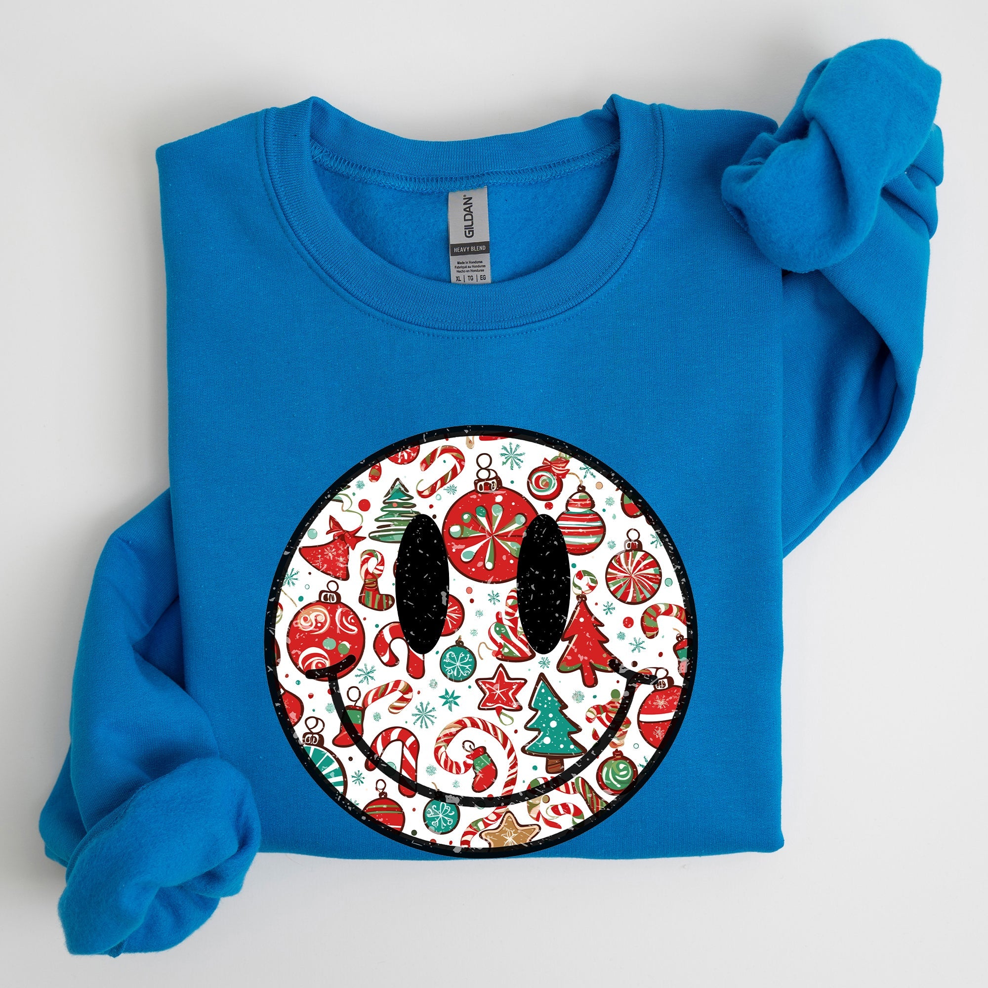 Retro Christmas Smiley Santa Xmas Winter Holiday Cheer Nostalgic Throwback Warmth Vintage Vibe Sweatshirt