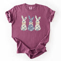 Retro Easter Bunnies Girly Chinoiserie Patterns Rabbits Line Art Comfort Colors Tee