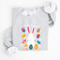 Retro Easter Bunny And Eggs Graphic With Nostalgic Pastel Palette And Whimsical Spring Vibes Sweatshirt