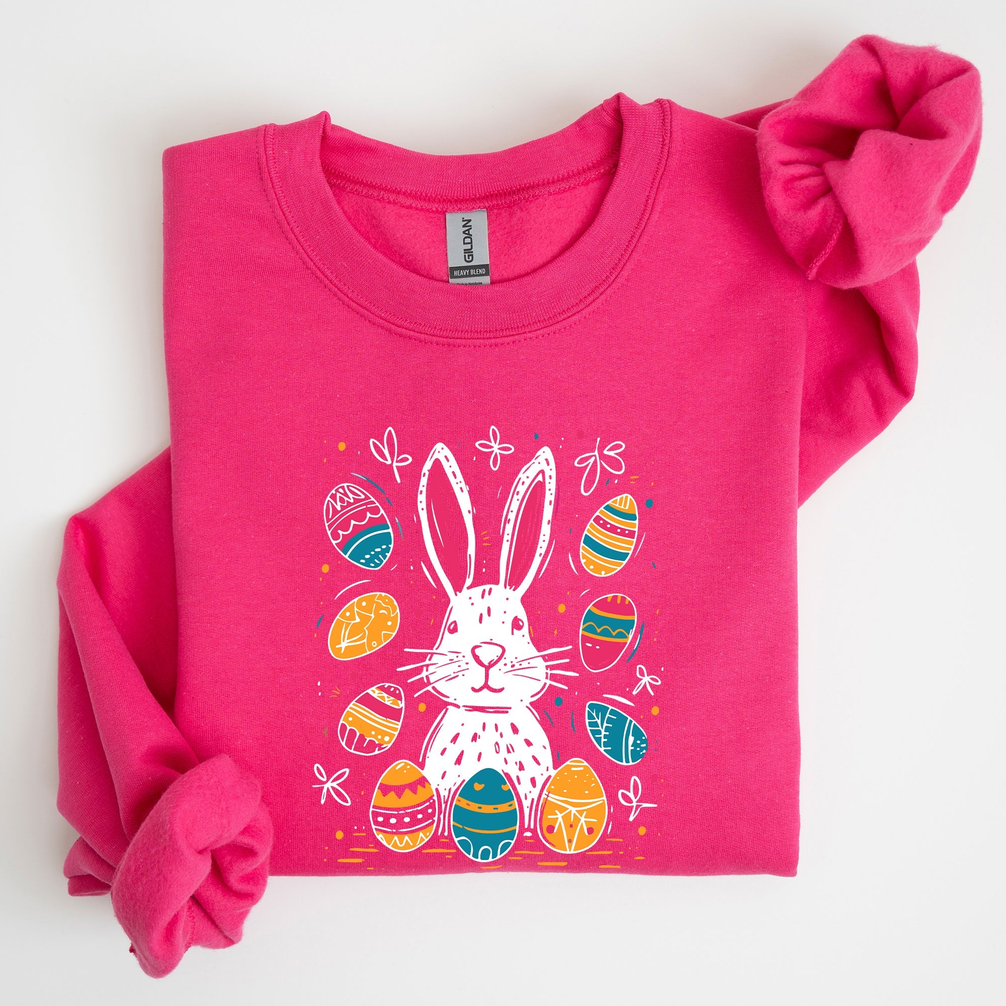 Retro Easter Bunny And Eggs Graphic With Nostalgic Pastel Palette And Whimsical Spring Vibes Sweatshirt