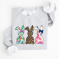 Retro Easter Rabbits Floral Leopard Bunnies Springtime Garden Graphics Sweatshirt