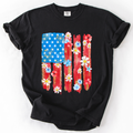 Retro Flower Flag Fourth Of July America Patriotic USA Floral Design Comfort Colors Tee